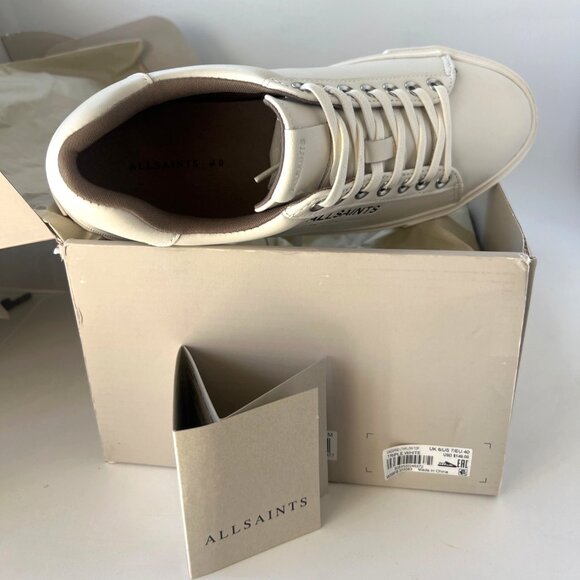 All Saints Underground Low Tops Triple white Leather Men Size EU40 US7 - Picture 6 of 11
